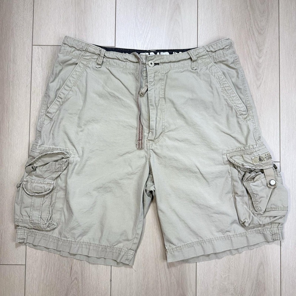 Y2K Unionbay Cargo Shorts Men's 36 Khaki Multi Pocket Utility Summer‎ Outdoor